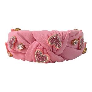 Pink Rhinestone Heart & Gem Embellished Headband